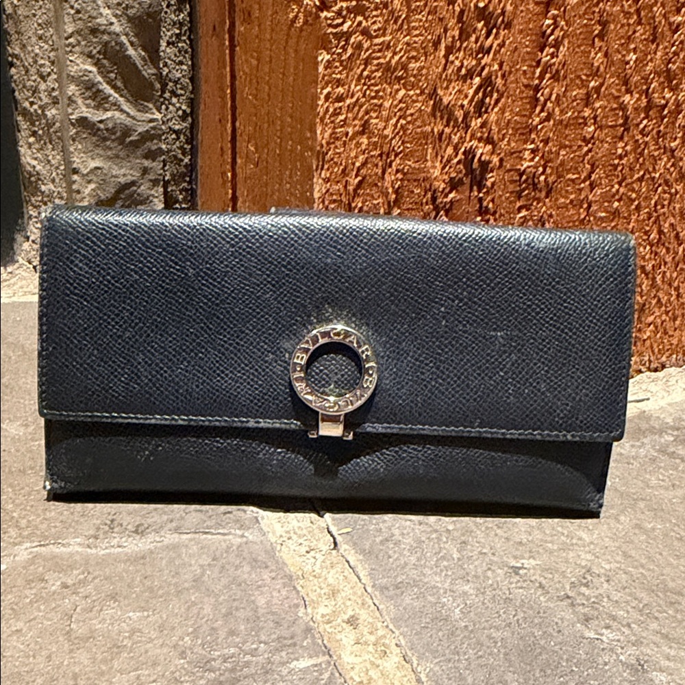 BVLGARI Wallet Black B-Zero 1 Leather Long Bifold Continental Card Women’s